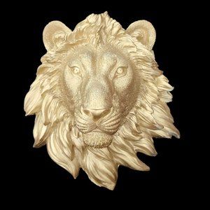 Gold Lion Head Wall Mount Faux Taxidermy Bust